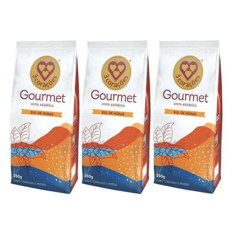 3 Pacotes De Café Moído, Sul De Minas, Três Corações 250g
