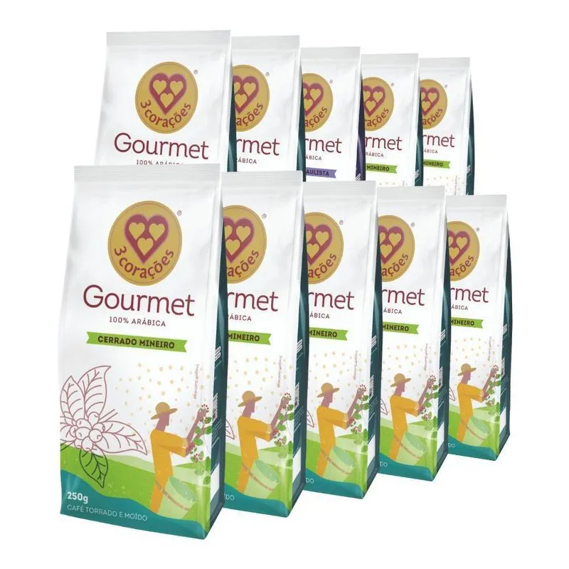10 Pacotes De Café Moído Cerrado Mineiro, Três Corações 250g