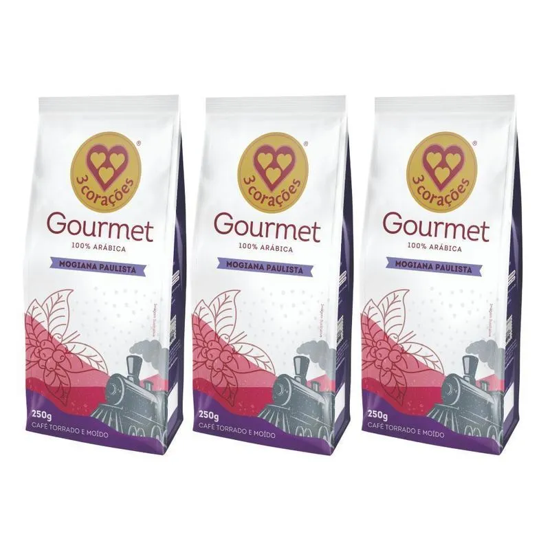 3 Pacotes De Café Moído Mogiana Paulista, Três Corações 250g