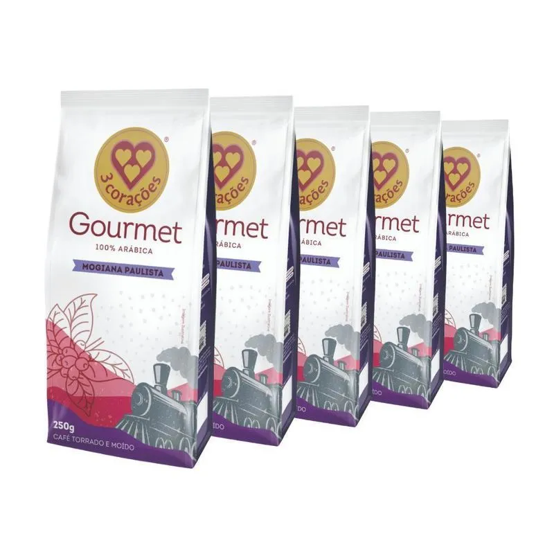5 Pacotes De Café Moído Mogiana Paulista, Três Corações 250g