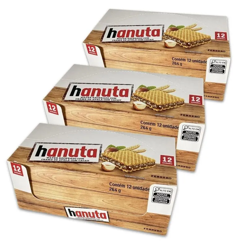 Biscoito Wafer Ferrero Hanuta Avelã E Cacau Display 36un 22g