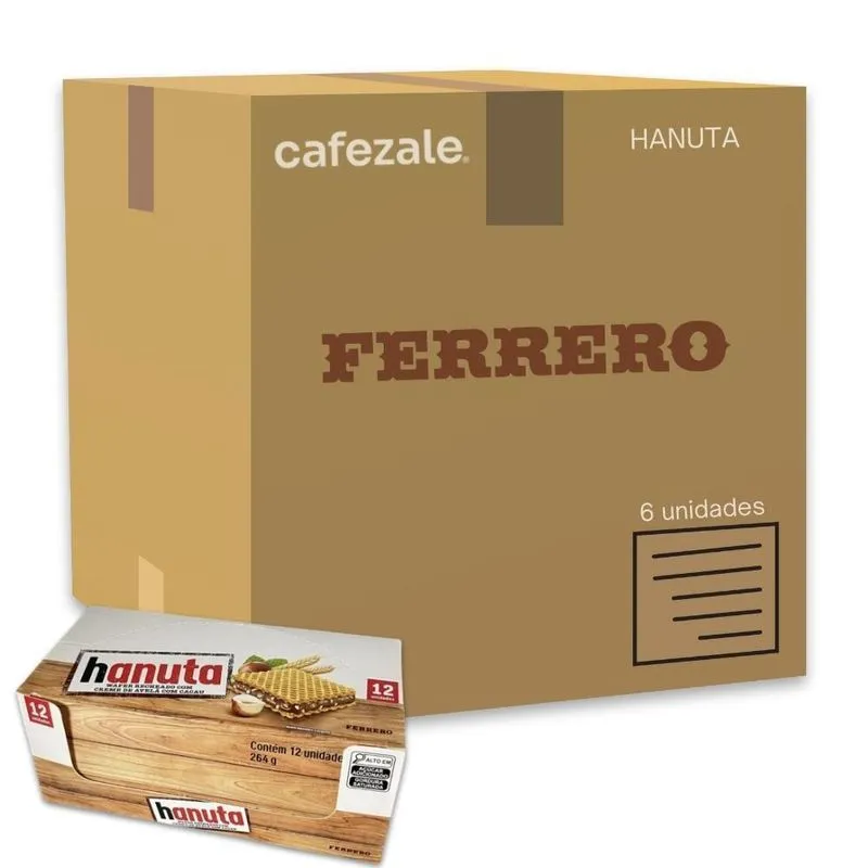 Biscoito Wafer Ferrero Hanuta Avelã E Cacau Display 72un 22g