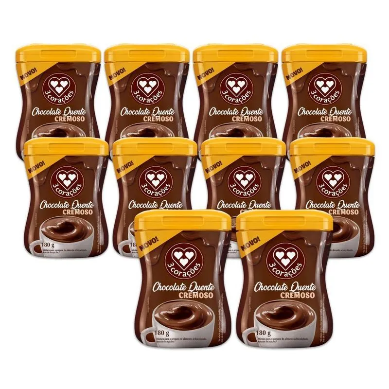 Chocolate Quente Cremoso Solúvel 3 Corações 10 Unidades 180g