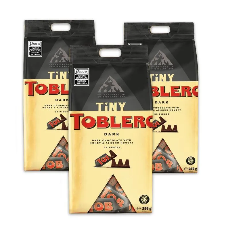 Toblerone Tiny Dark Chocolate Meio Amargo Kit 3 Pacotes 256g