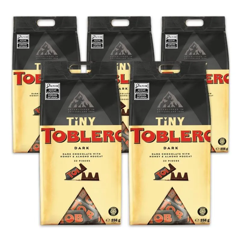 Toblerone Tiny Dark Chocolate Meio Amargo Kit 5 Pacotes 256g