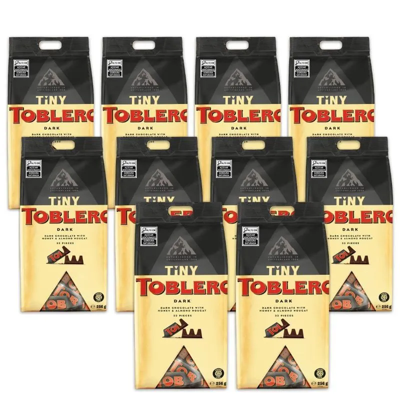 Toblerone Tiny Dark Chocolate Meio Amargo Kit 10 Pacts 256g