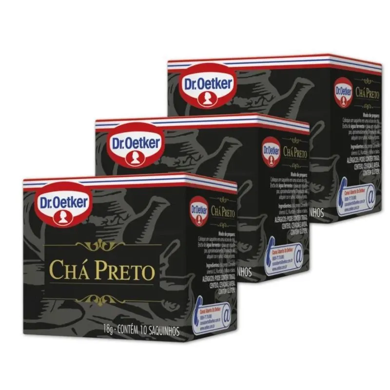 Chá Preto Dr. Oetker Kit 3 Caixas De 18g - 30 Saquinhos