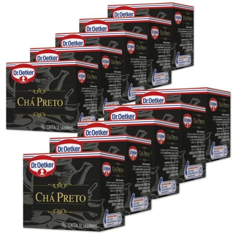 Chá Preto Dr. Oetker Kit 10 Caixas De 18g - 100 Saquinhos