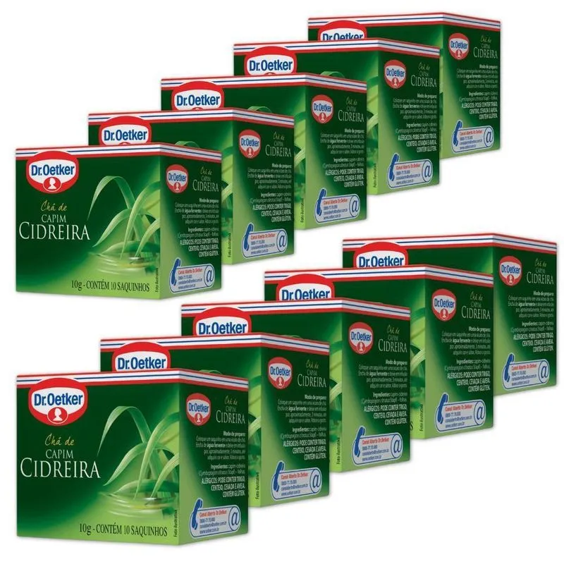 Chá Capim Cidreira Kit 10 Caixas 10g100 Saquinhos