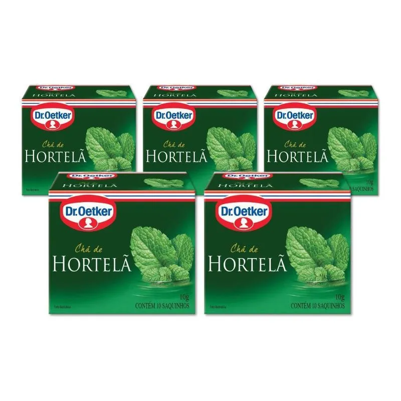 Chá De Hortelã Dr. Oetker Kit 5 Caixas 18g - 50 Saquinhos