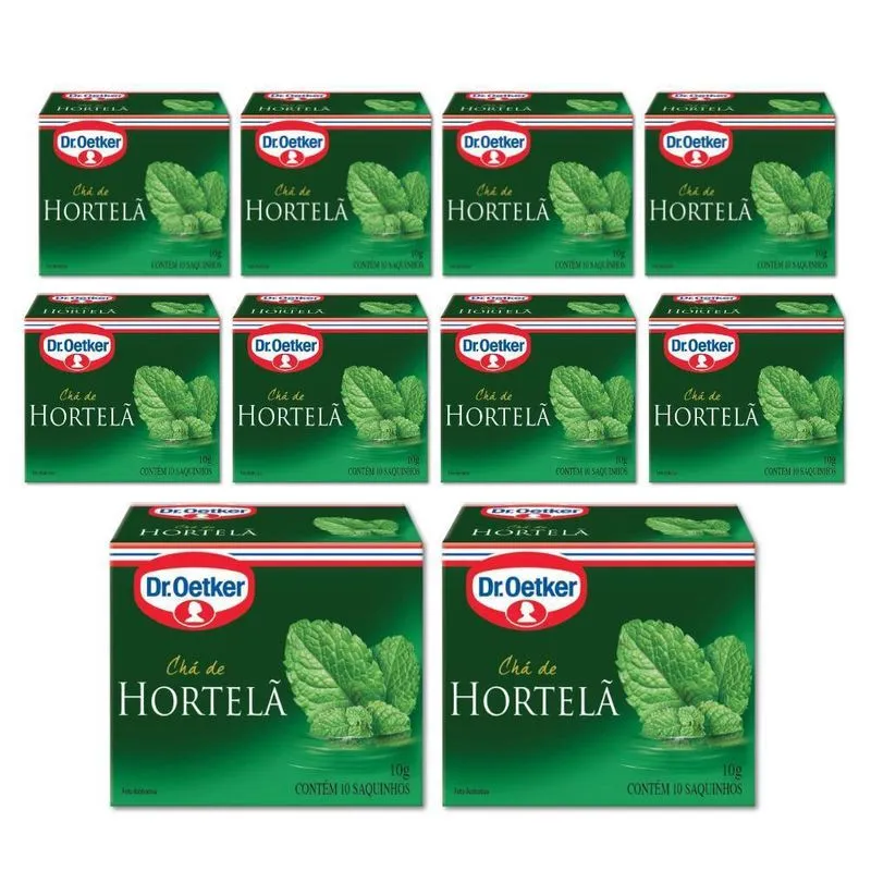 Chá De Hortelã Dr. Oetker Kit 10 Caixas 18g - 100 Saquinhos