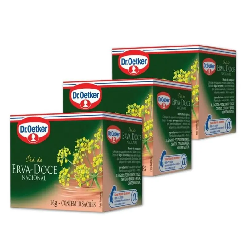Chá Erva Doce Nacional Dr. Oetker Kit 3cx 16g - 30 Saquinhos