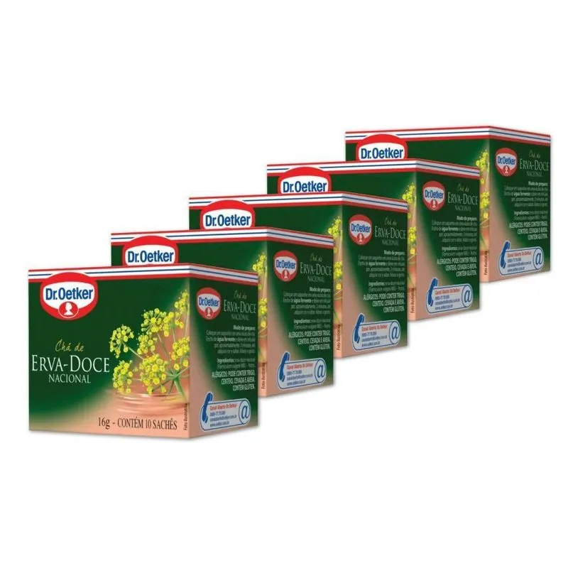 Chá Erva Doce Nacional Dr. Oetker Kit 5cx 16g - 50 Saquinhos