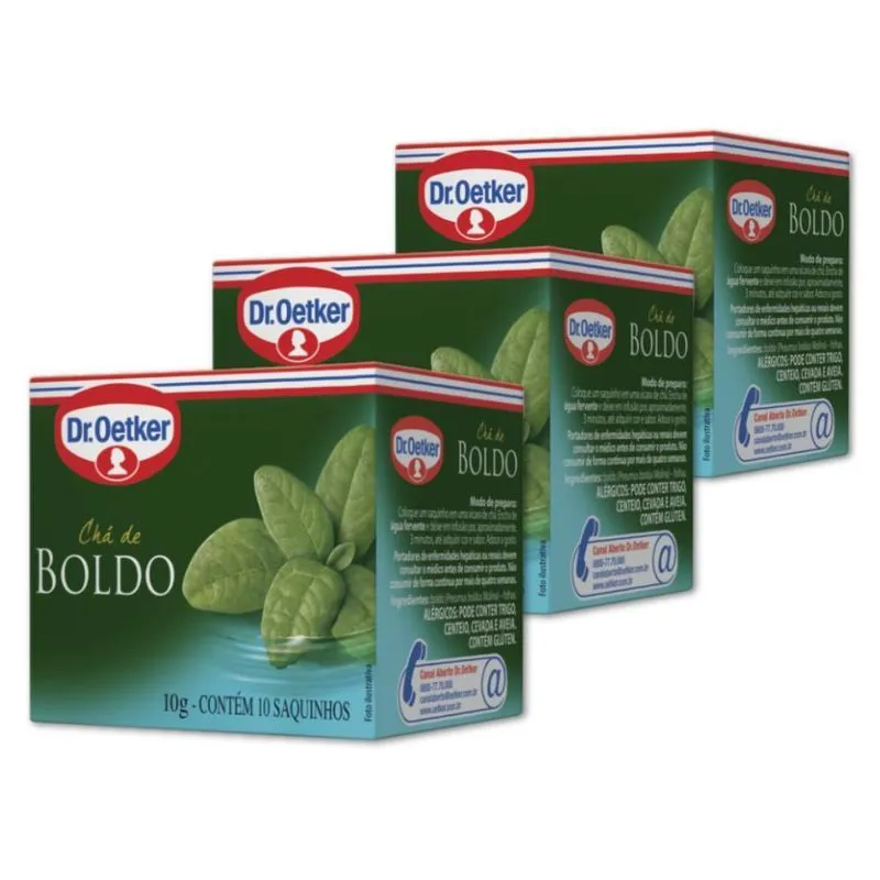 Chá De Boldo Dr. Oetker Kit 3 Caixas 10g - 30 Saquinhos