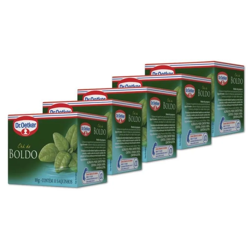 Chá De Boldo Dr. Oetker Kit 5 Caixas 10g - 50 Saquinhos