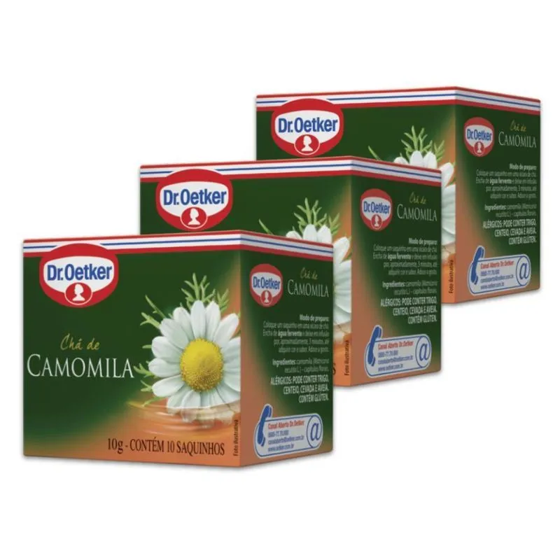 Chá De Camomila Dr. Oetker Kit 3 Caixas 10g - 30 Saquinhos