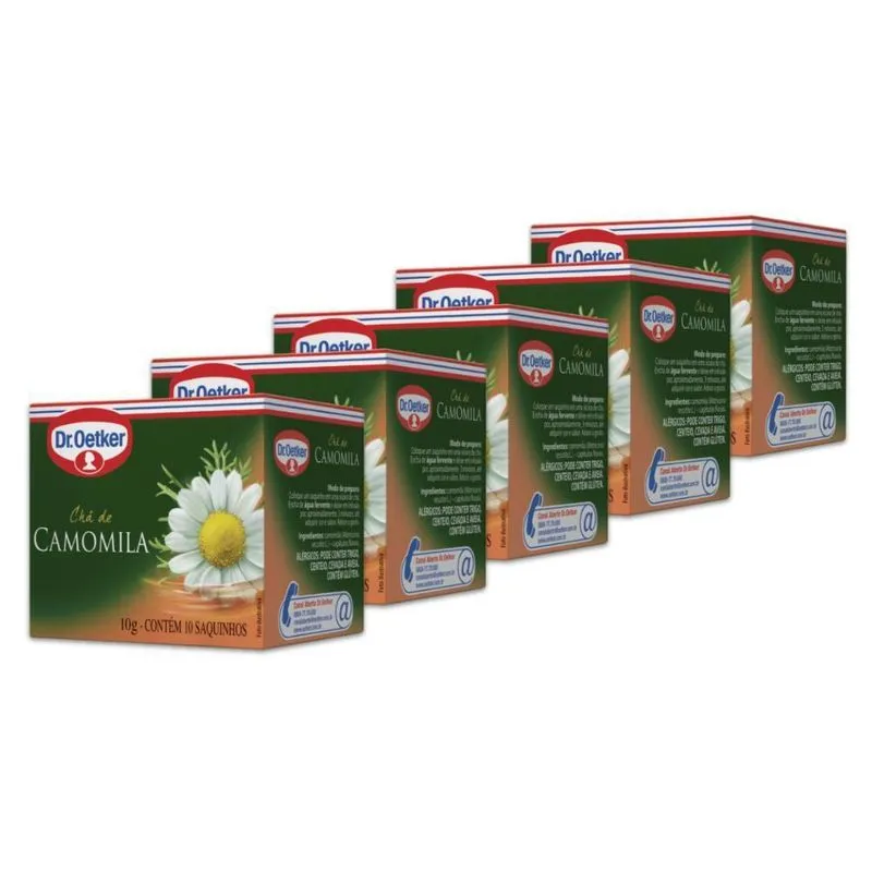 Chá De Camomila Dr. Oetker Kit 5 Caixas 10g - 50 Saquinhos