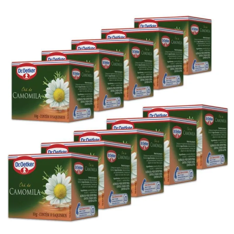 Chá De Camomila Dr. Oetker Kit 10 Caixas 10g - 100 Saquinhos