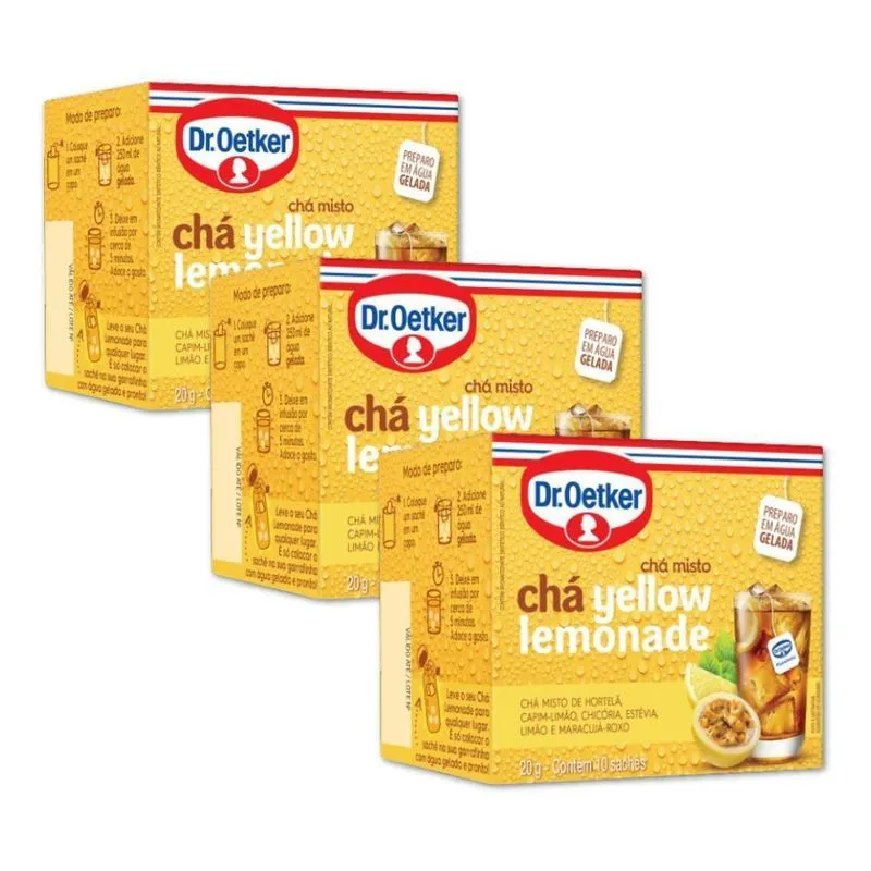 Chá Gelado Yellow Lemonade Dr. Oetker Kit 3 Unidades 20g