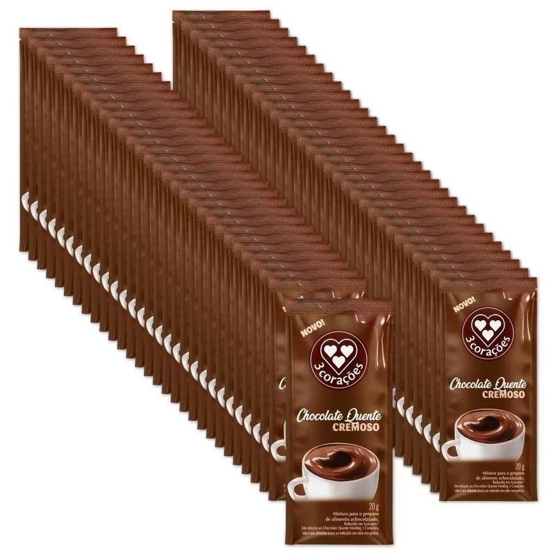 Chocolate Quente Cremoso Solúvel Três Corações Kit 30un 20g