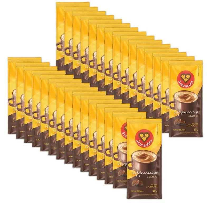 Cappuccino Classic Três Corações Kit 30 Unidades 20g