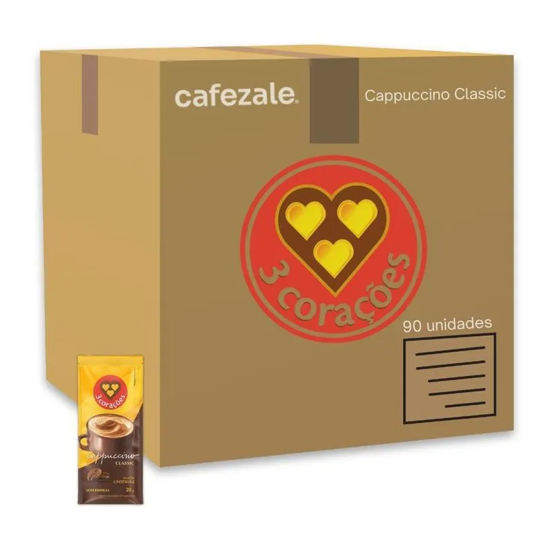 Cappuccino Classic Três Corações Kit 90 Unidades 20g