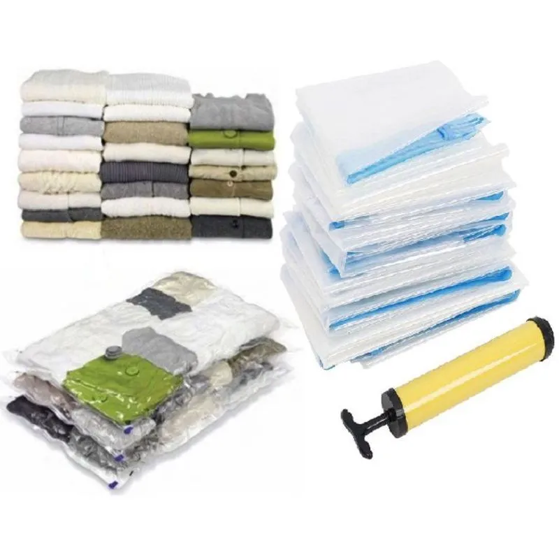 Kit 10 Saco a Vácuo Roupa Viagem 60 x 80 cm + Bomba