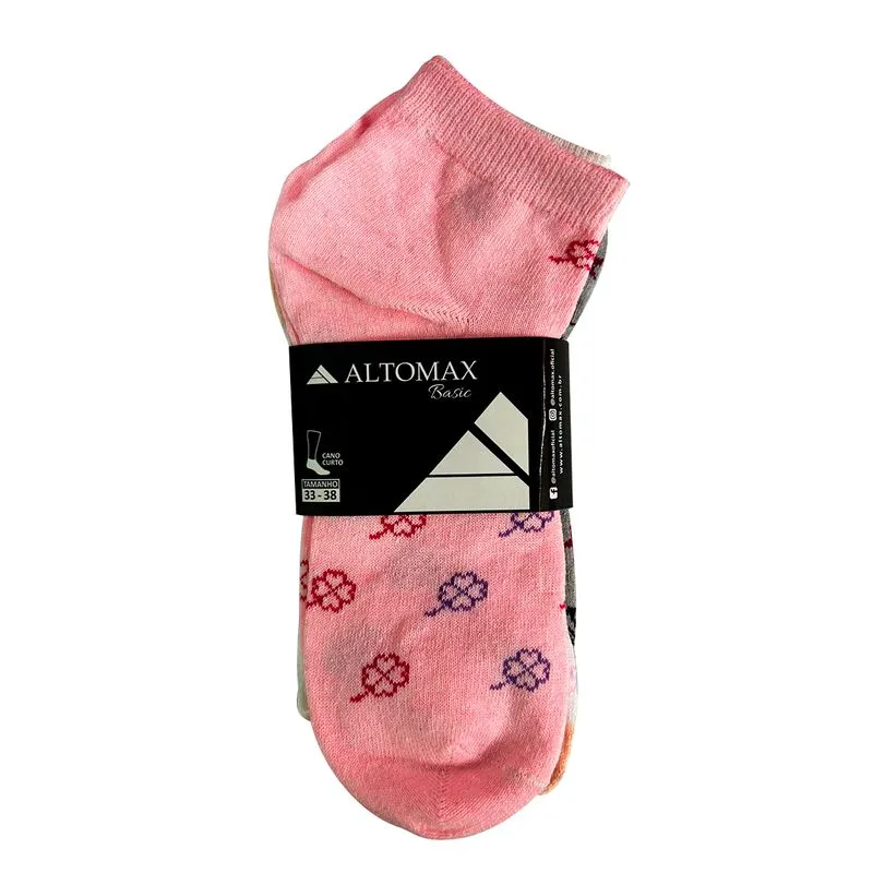 Kit Meias Basic Adulto Cano Curto Feminina com 3 Pares Altomax