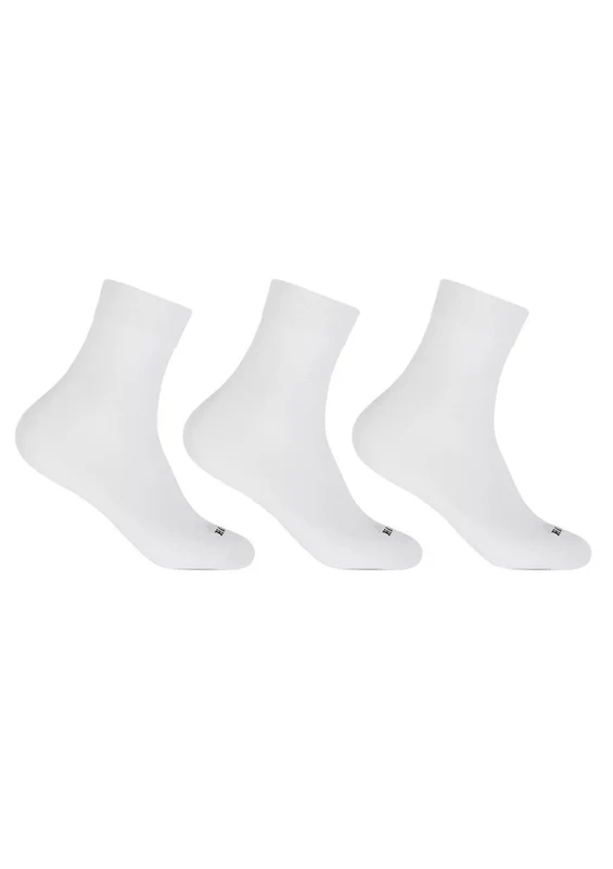 Kit 3 Pares De Meias Cano Médio Hoahi Algodão Com Elastano Feminino- Branco 33-38