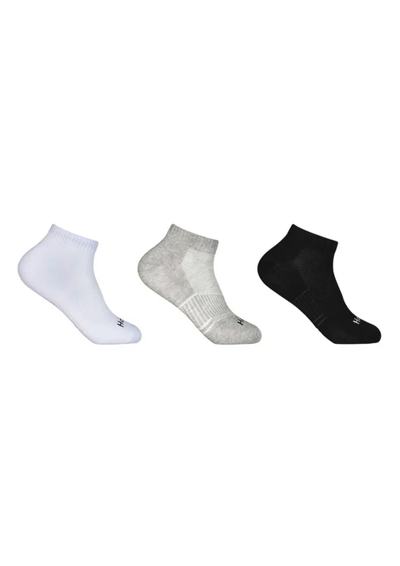 Kit 3 Pares De Meias Cano Curto Hoahi Algodão Com Elastano Unissex- Cinza/Branco/Preto 33-38