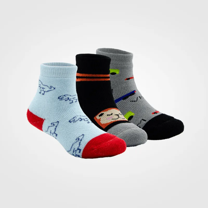 Kit 3 Pares De Meia RN 14 a 18 Meses Hoahi 012 - KIT 3X1 MEIAS HOAHI RN 14/18 CURTO MASC. STD ATOALHADA CARROS/NUVEM URSO