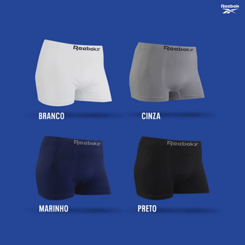 Cueca Boxer Masculina Reebok Microfibra Lisa Sortida P