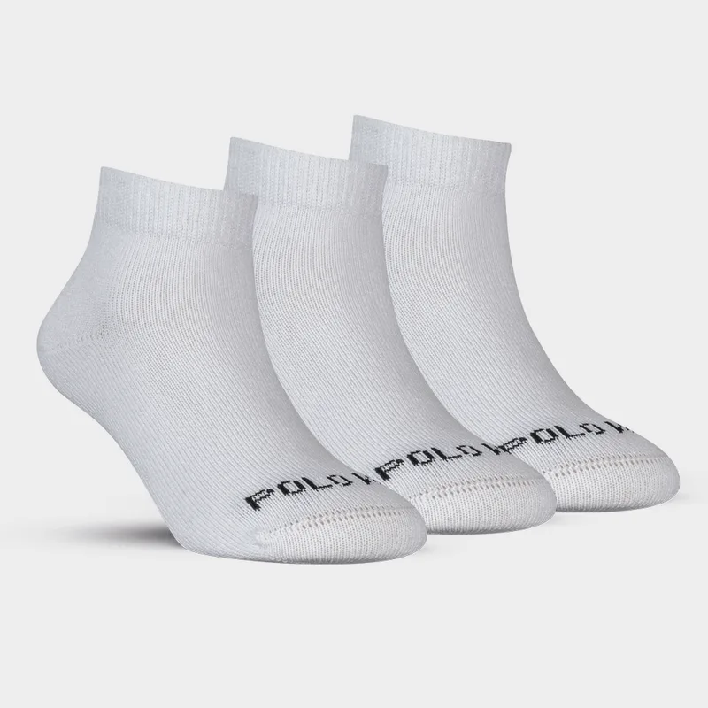 Kit 3 Pares De Meia Cano Curto Juvenil Polo Wear 011 - KIT 3X1 MEIAS POLO WEAR BASIC 28/33 CURTO BCO