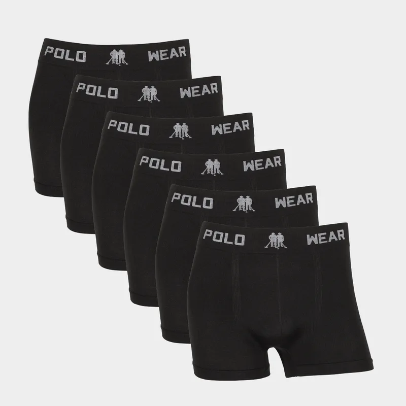 Kit 6 Cuecas Boxer Polo Wear Basic Microfibra KIT 6X1 CUECA POLO WEAR BOXER MICROFIBRA BASIC PTO