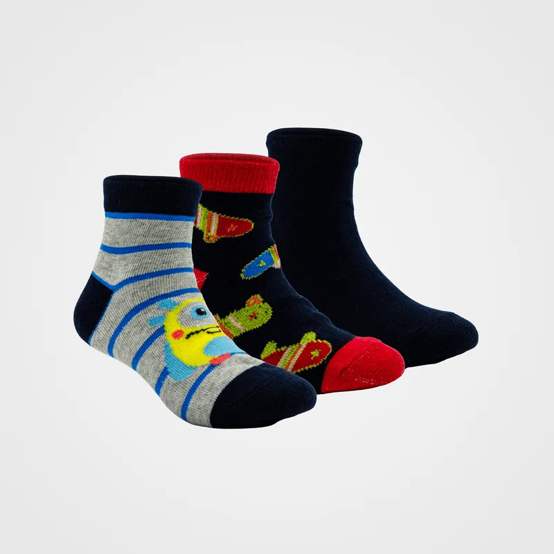 Kit 6 Pares De Meia Kids Hoahi 010 - KIT 6X1 MEIAS HOAHI KIDS 23/27 CURTO MASC. STD - AMEIZIN