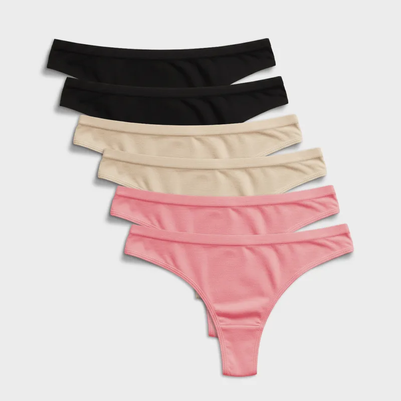 Kit 6 Calcinhas Tanga Algodão Hoahi KIT 6X1 CALCINHA HOAHI TANGA ALGODAO COTTON SORT 2 PTO/RSA/BGE P - AMEIZIN