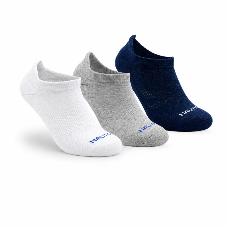 Kit 3x1 Meias Soquete Atoalhado Nautica - Preto/Branco/Cinza 33A38