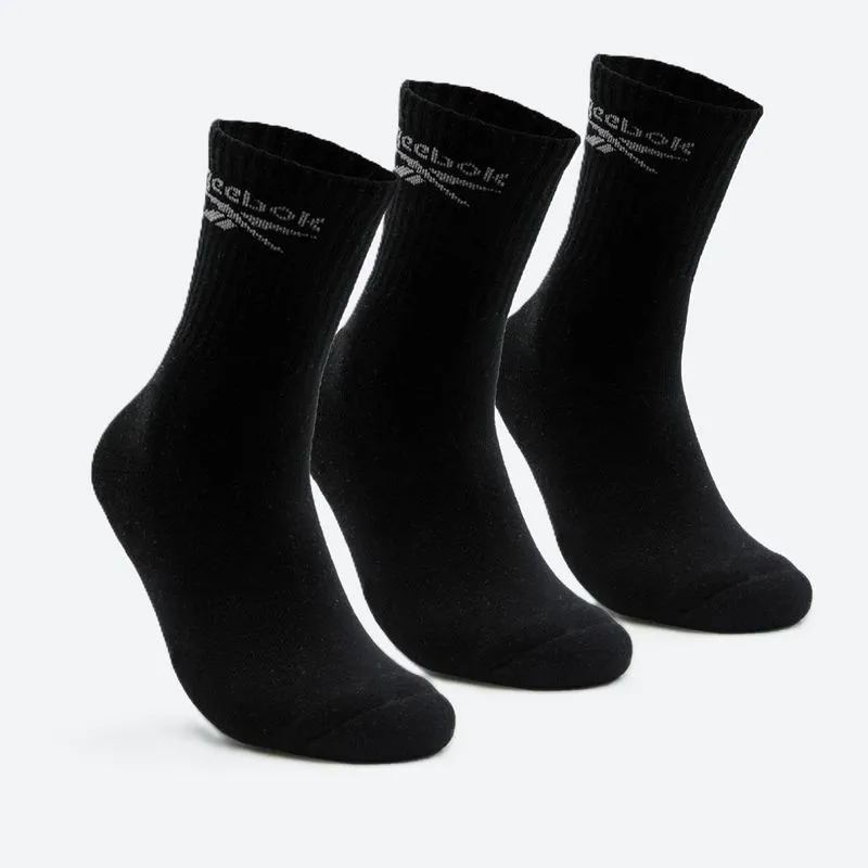 Kit Meias Reebok Cano Longo Atoalhado Embaixo Unissex Preto - M