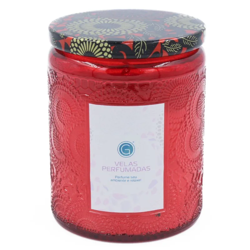 Vela Decorativa Aromática 9x7cm em Vidro Gifthome-Vermelho