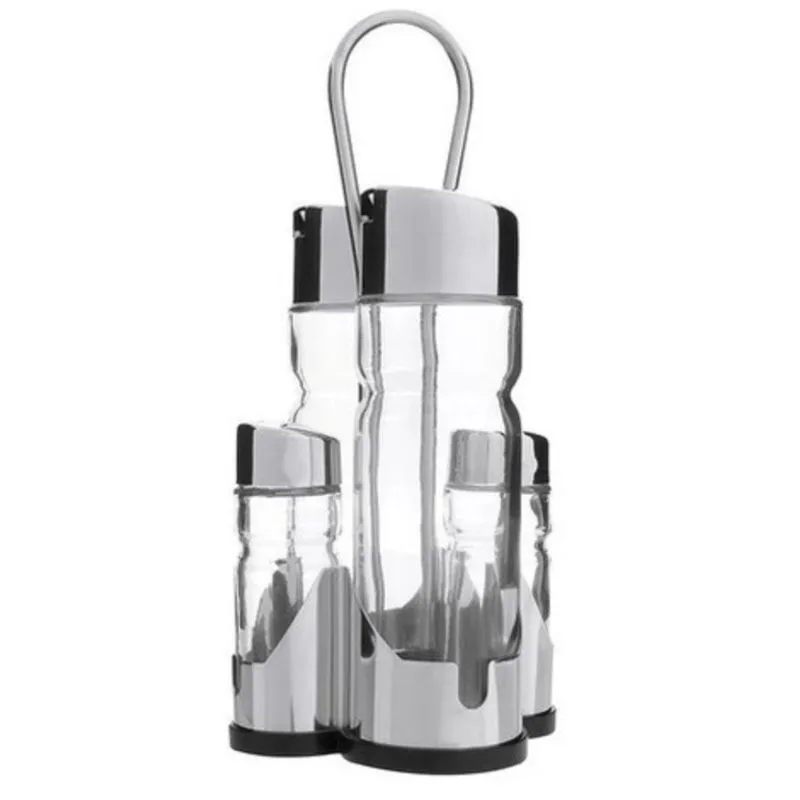 Conjunto com Porta Azeite Vinagre Sal Orégano Vidro Com Alça