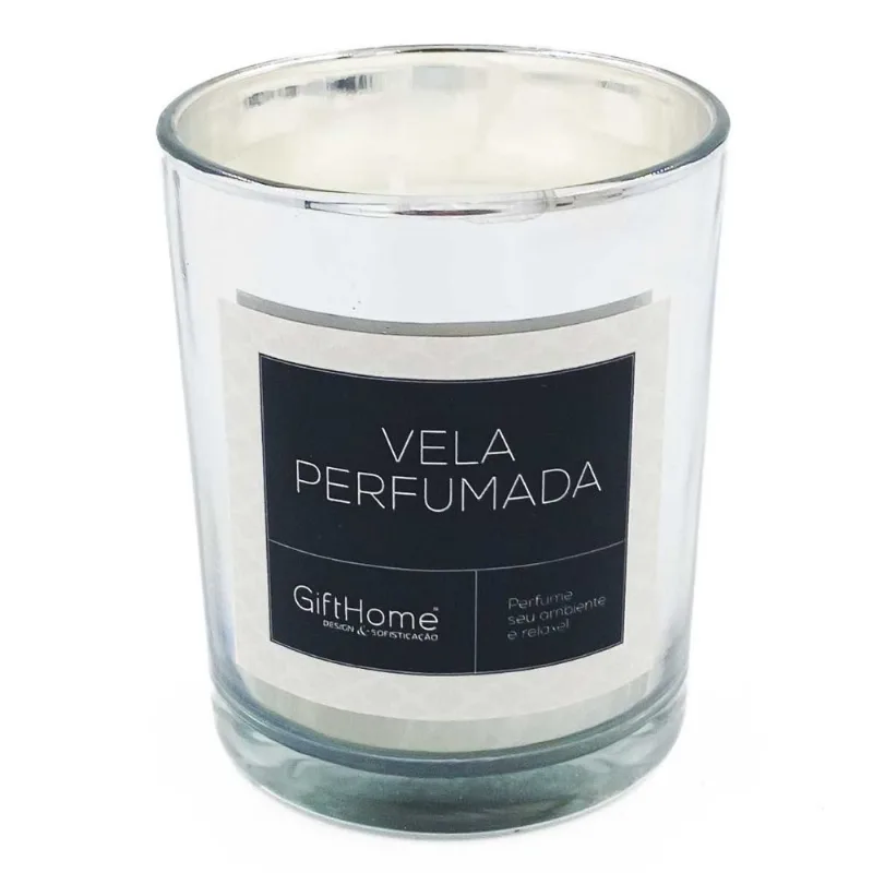 Vela Decorativa Aromática 8,5x7cm Em Vidro Gifthome-Prata