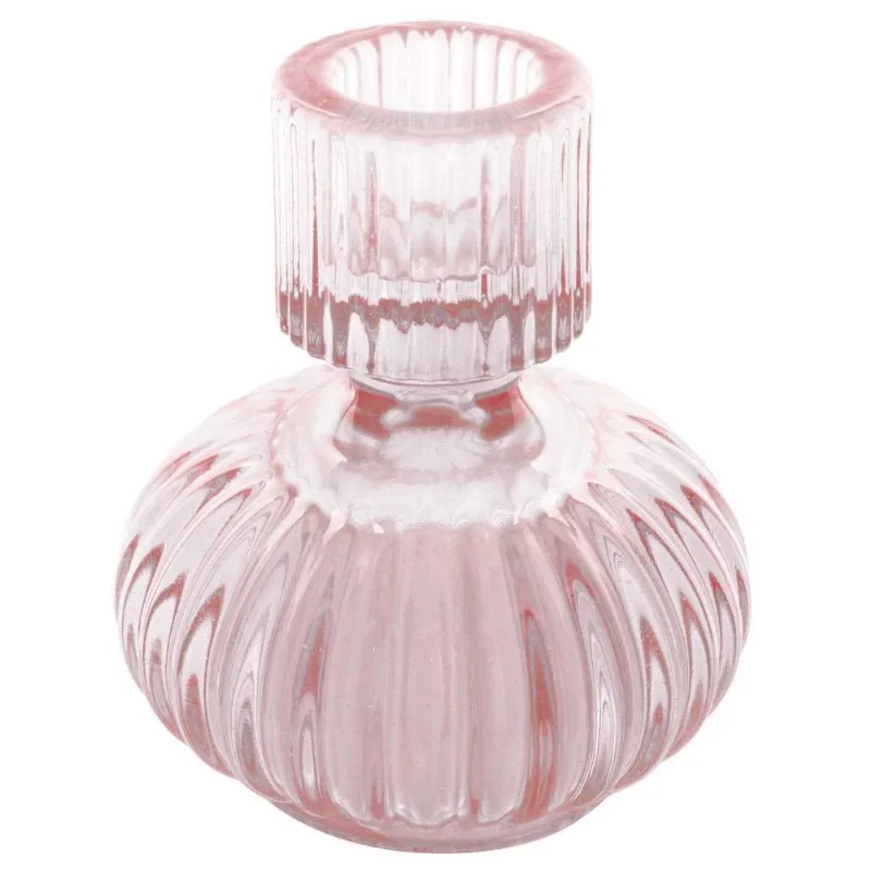 Porta Vela Decorativa 7,5x9cm em Vidro Cascavel-Rosa