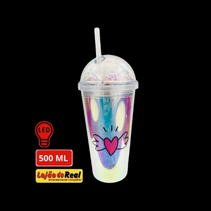 Copos Led Com Canudo 500ml Divertido Marca: Cascavel