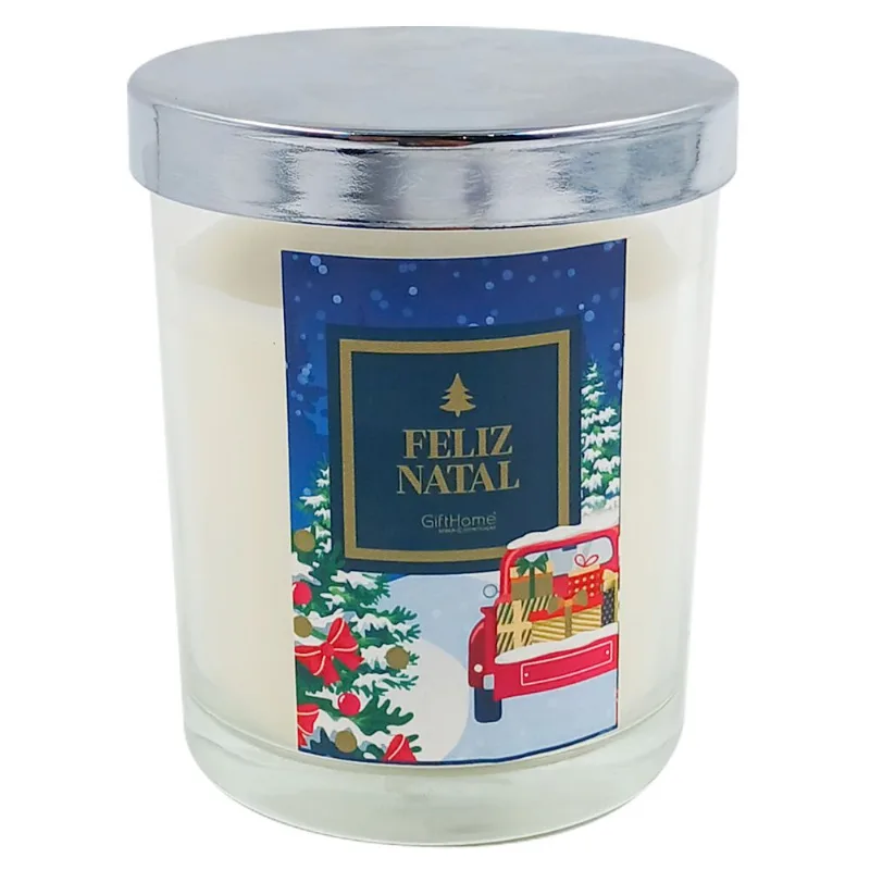 Vela Perfumada Natalina 7,5x8,5cm em Vidro Cascavel