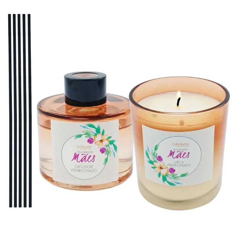 Kit Vela + Difusor Mãe 2 Peças 100ml em Vidro Gifthome