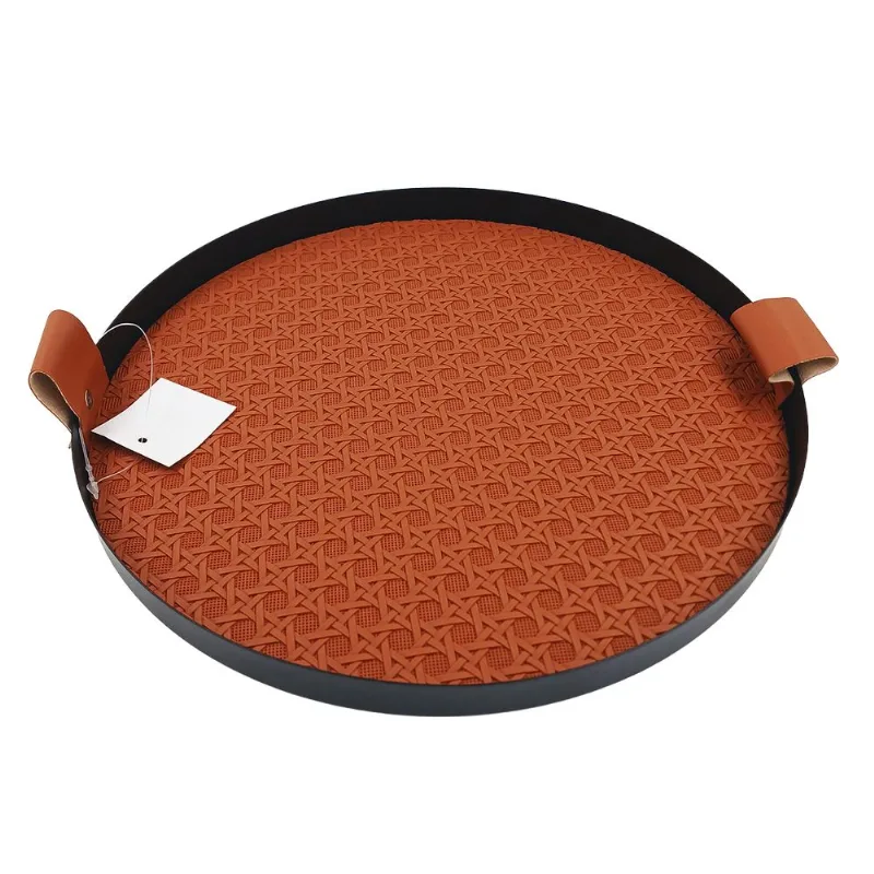 Bandeja Redonda Decorativa 28cm em Metal Cascavel-Laranja