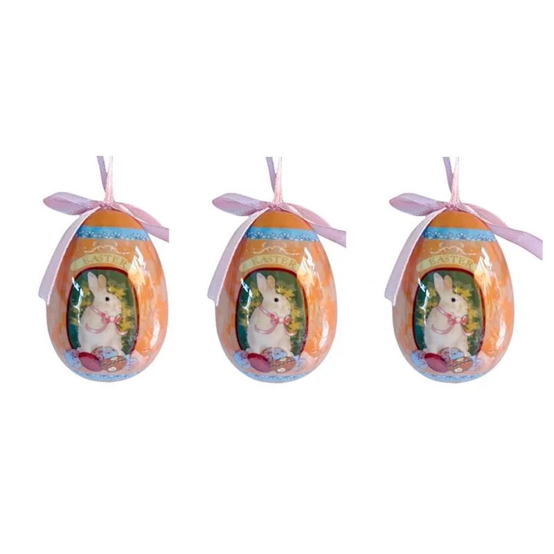 Trio de ovos de pascoa coelha madame acrilico old easter