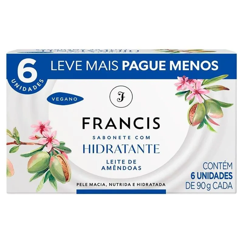 Sabonete Francis Brasilidades Branco 90g - Embalagem Com 6 Unidades