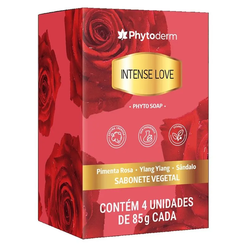 Sabonete Phytoderm Intense Love Perfumado Feminino 4 Unidades 85g Cada