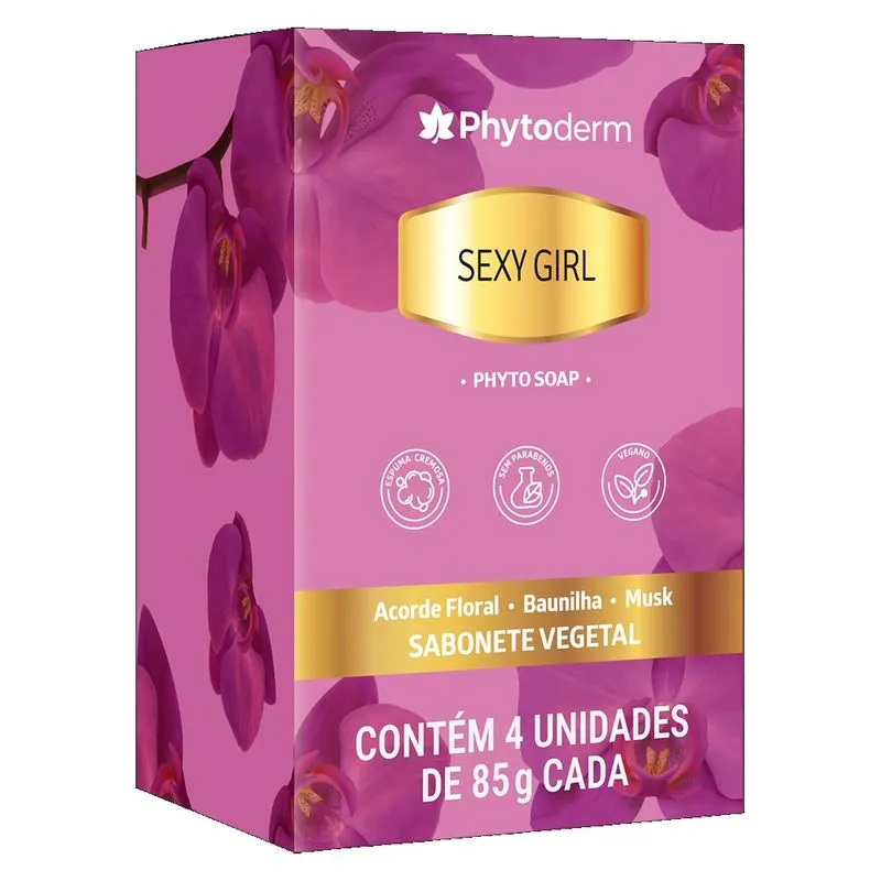 Sabonete Phytoderm Sexy Girl Perfumado Feminino 4 Unidades 85g Cada
